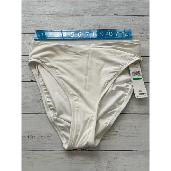 Women's Carmen Marc Valvo 4Twisted Ties High Waist Bikini Swim Bottom white L - Picture 3 of 8